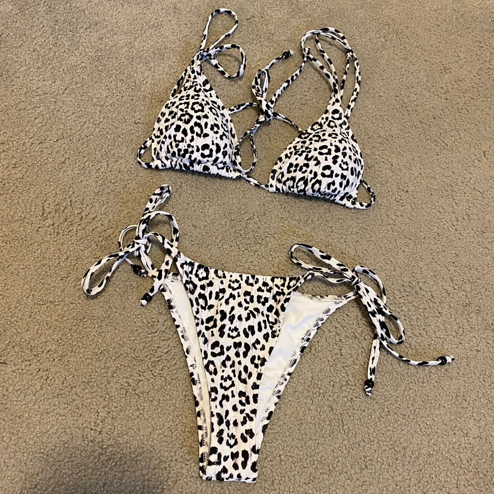 White Fox Cheetah Bikini NWOT